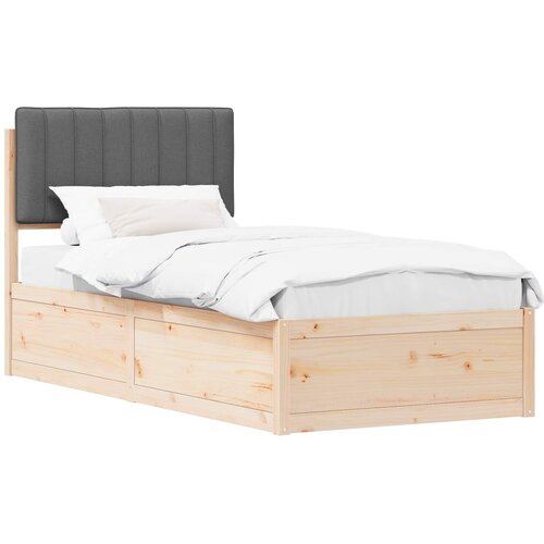 vidaXL Posteljni okvir z oblazinjenim vzglavjem Temno siva 90 x 200 cm, (5000101743) Cene