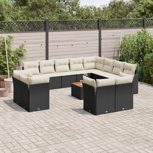 13-dijelni set vrtnih sofa s jastucima poliratan crni Cijene