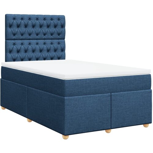 VidaXL Box spring postelja z vzmetnico moder 120x200 cm blago, (21309194) Slike