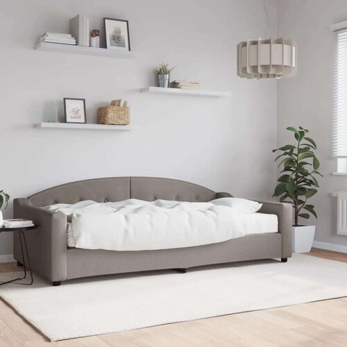  Dnevni krevet s madracem smeđesivi 100 x 200 cm od tkanine Slike