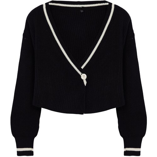 Trendyol black crop color blocked knitwear cardigan Cene