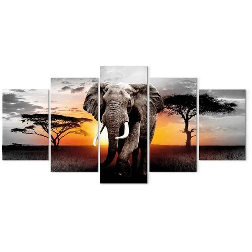  Slika - Elephant at Sunset 200x100 Na talijanskom platnu Slike