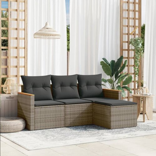  4-dijelni set vrtnih sofa od poliratana s jastucima sivi Cijene