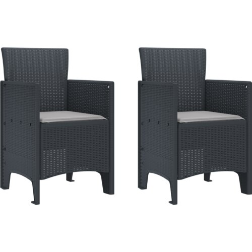 VidaXL set za blagovanje u vrtu od 3 dijela s jastucima antracit poly rattan Slike