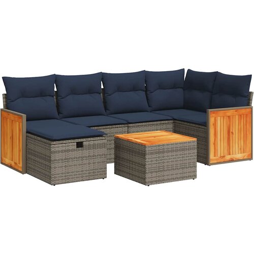 vidaXL Vrtna garnitura - 7-dijelni set vrtnih sofa sivi od poliratana - Siva sa spremi&scaron;tem 5 Cijene