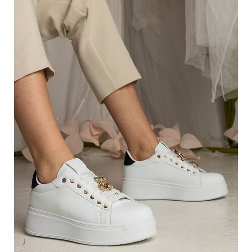 D/CEO marka niezdefiniowana Black-and-white women's sneakers decorated with stones Sarena Cene