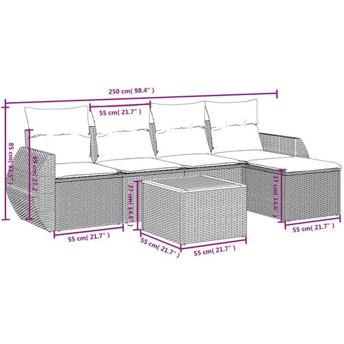 vidaXL 6-dijelni set vrtnih sofa s jastucima crni od poliratana Cijene