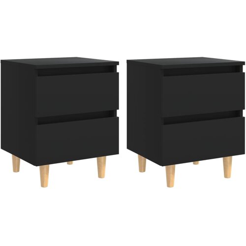  Noćni ormarići s nogama od borovine 2 kom crni 40 x 35 x 50 cm Slike