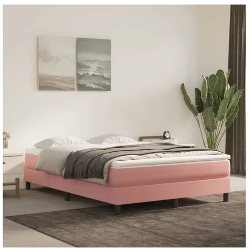  Box spring posteljni okvir roza 140x190 cm žamet