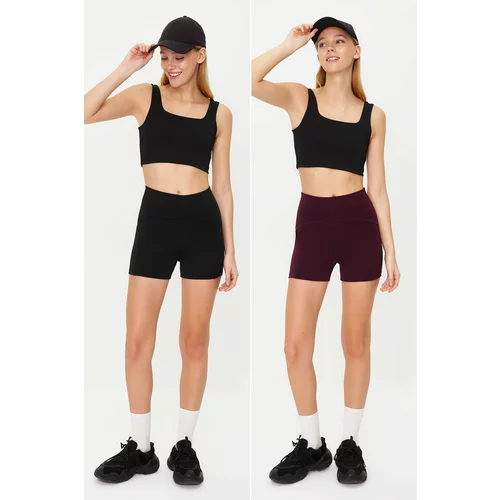 Trendyol Black-Purple 2 Pack Collecting Sports Shorts Tights