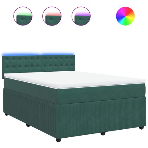 vidaXL Box spring postelja z vzmetnico temno zelen 140x190 cm žamet, (21306961) Cene