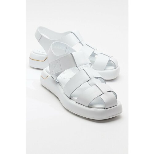 LuviShoes BELIV Women's White Skin Genuine Leather Sandals Cene