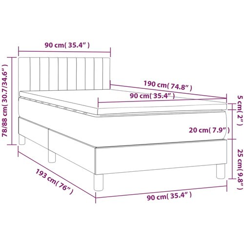  Krevet s oprugama i madracem tamnosivi 90 x 190 cm od tkanine Slike