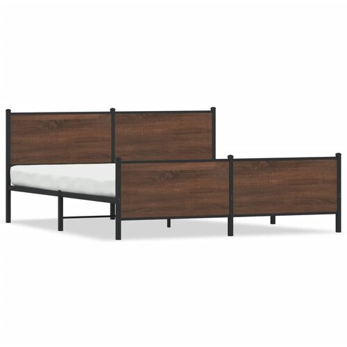 VidaXL Kovinski posteljni okvir brez vzmetnice rjavi hrast 183x213 cm, (21368955) Slike