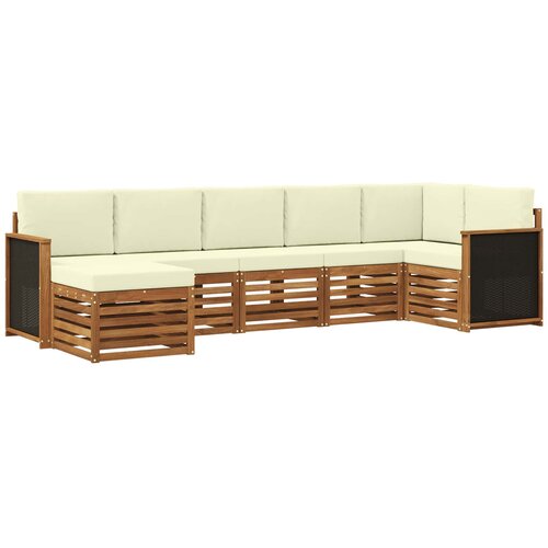 vidaXL Kotna sedežna garnitura z blazino 6 pcs Naravna in smetana, (5000283871) Cene
