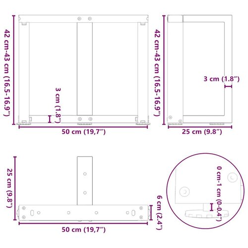  Noge stolića za kavu T-oblika 2 kom antracit 50x25x(42-43) cm Slike