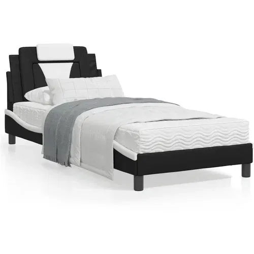 vidaXL Okvir za krevet s uzglavljem crno-bijeli 90x190 cm umjetna koža