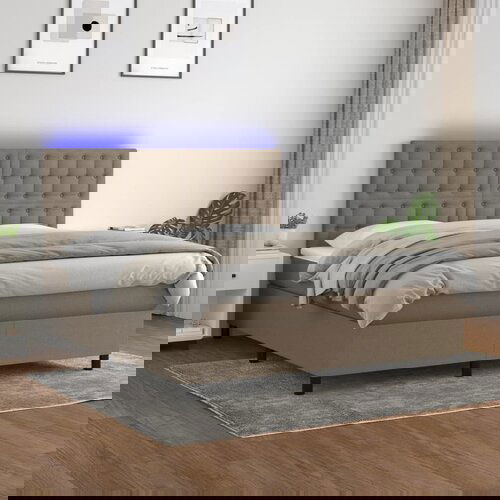  The Living Store Box spring postelja z vzmetnico LED taupe 160x200 cm blago - Box Spring Postelja, (21501550) Slike