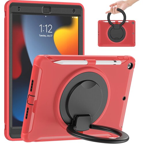 NIKCORP Ovitek za iPad 10,2" oklepljen z vrtljivim stojalom 360&deg;, ročajem in trislojno za&scaron;čito pred udarci, rdeče barve, (5000138985) Cene