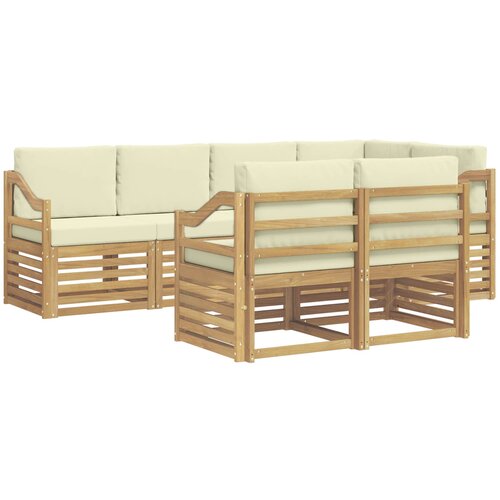 vidaXL Kotna sedežna garnitura z blazino 7 pcs Bela in krem, (5000283363) Cene