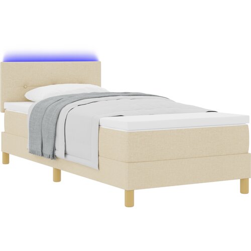 vidaXL Postelja s opružnim okvirom s madracem &amp  LED Krem 100x200 cm Tkanina Cijene