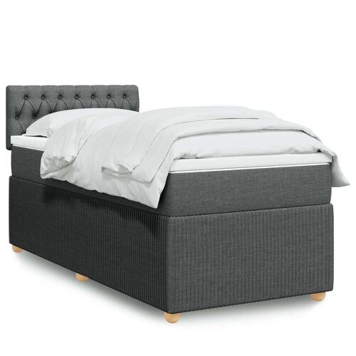  Krevet s oprugama i madracem tamnosivi 90 x 190 cm od tkanine Slike
