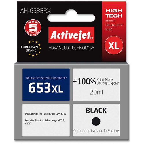 Activejet črno črnilo HP 653XL 3YM75AE Slike