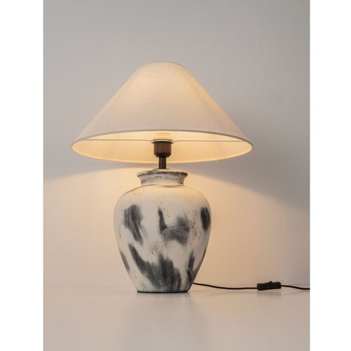 Nova Luce Bijela/siva stolna lampa keramička s tekstilnim sjenilom (visina 55 cm) Lupe &amp;ndash; Slike