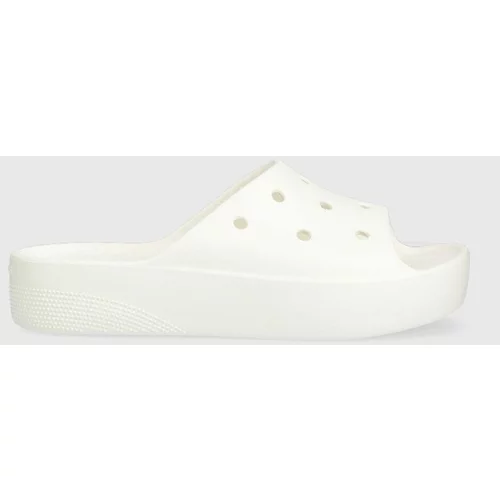 Crocs Natikači Classic Platform Slide ženski, bela barva, 208180
