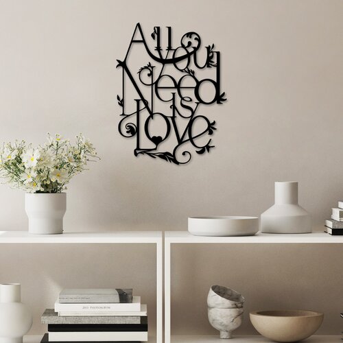 Opviq zidna dekoracija All You Need is Love, 44x57 cm, 1.5 mm, Crna Slike