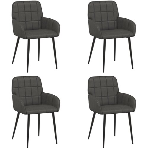vidaXL Trpezarijske stolice 4 kom. Umjetna koža Crna 56.5 x 50 x 85 cm - Crna 4 Cijene