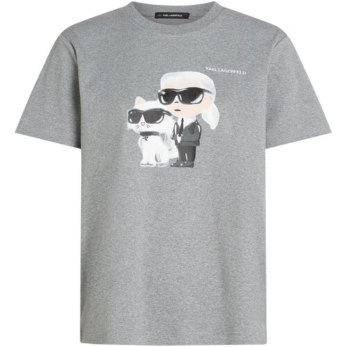 Karl Lagerfeld Majica pegasto siva / črna / naravno bela Slike