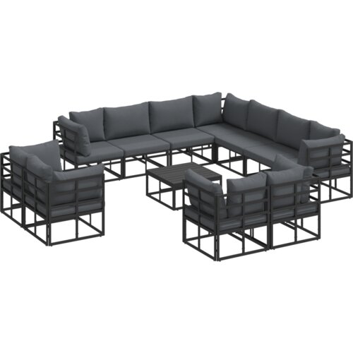 VidaXL Sjedeća garnitura za vrt 12 pcs Crna 70 x 70 x 32 cm Aluminij Slike