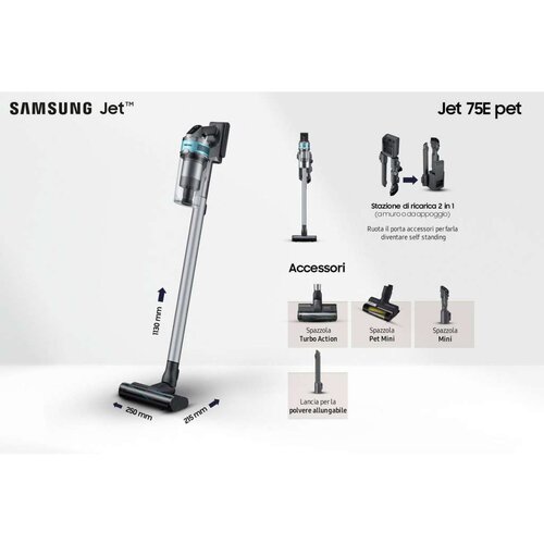  Usisavač bez kabla Samsung VS20B75AGR1/GE Crna 550 W 200 W Slike