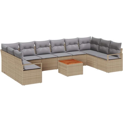  Set od 11 komada vrtnih sofa s jastučićima bež poli ratan akacija 2-sjedalna vrtna sofa s pohranom i jastučićima bež poli ratan Cene