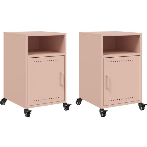 Maison Chic Dvo delni komplet Nočne omarice - Nočne mize roza 36x39x59 cm jeklo, (21687357) Slike