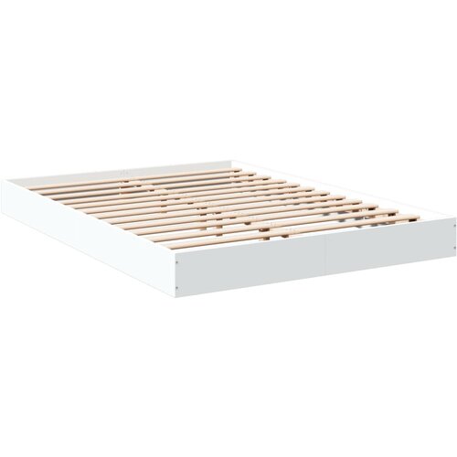 VidaXL Posteljni okvir bel 140x200 cm inženirski les, (21155994) Slike