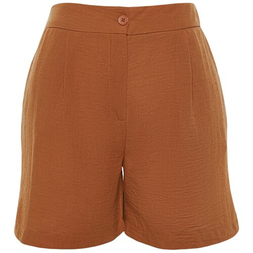 Trendyol Curve Plus Size Shorts &; Bermuda - Brown - Normal Waist Slike