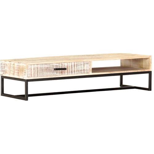  Stolić za kavu bijeli 117 x 50 x 30 cm masivno bagremovo drvo Slike