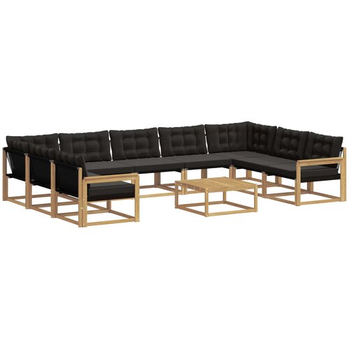 vidaXL Zunanja garnitura za sedenje z blazino 10 pcs Bela in črna, (5000282491) Cene
