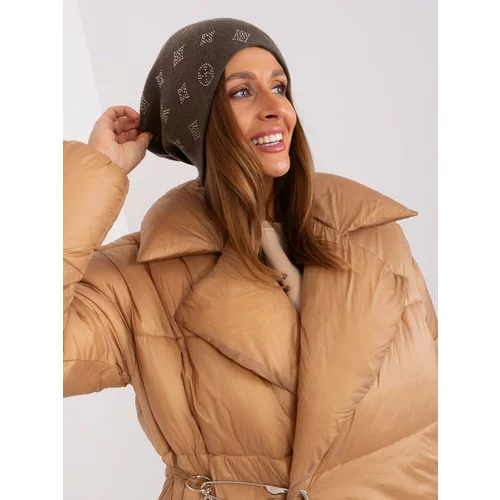 Fashion Hunters Dark khaki winter hat with a hint of cashmere