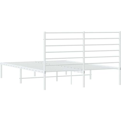 VidaXL Metalni okvir za krevet s uzglavljem bijeli 135x190 cm Slike