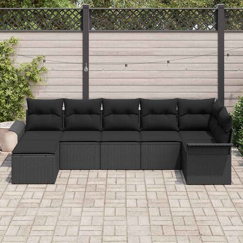  Sjedeća garnitura za vrt 7 kom. Crna poliratan 297,5 x 132,5 x 69 cm Slike