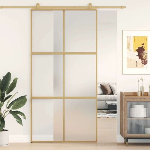  Klizna vrata zlatna 102 5x205 cm matirano staklo ESG i aluminij Slike