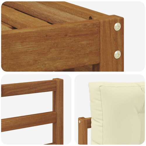  Set vanjskih sofa 8 kom. Prirodna i krem Čvrsto drvo akacije 404 x 245,5 x 73 cm Slike