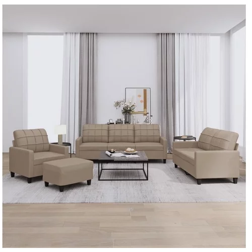 vidaXL 4-dijelni set sofa s jastucima boja cappuccina od umjetne kože