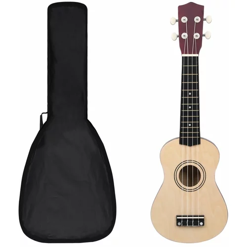 vidaXL Otroški ukulele soprano s torbo svetel les 21"