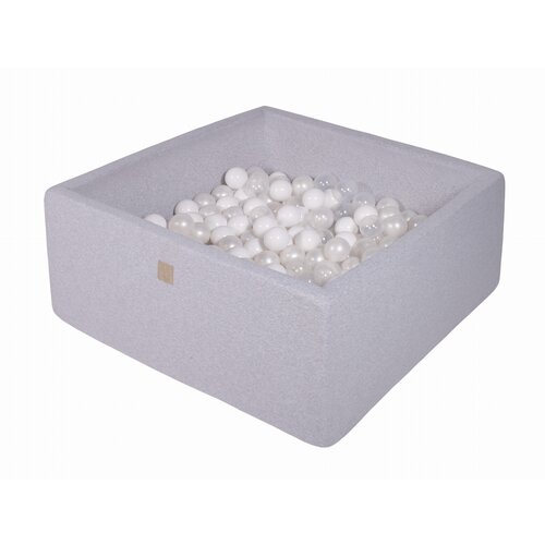 MeowBaby Square Ball Pool, 90x90x40 cm s 300 žogami, bombaž, svetlo siva: bela/biserno bela/prozorna, (21333726) Cene