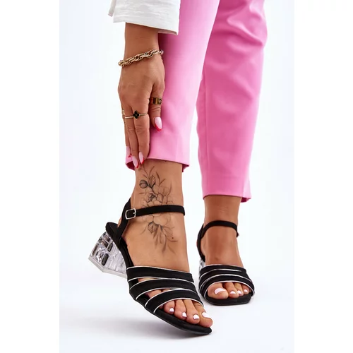 Kesi Suede Sandals with Crystals Black Callan