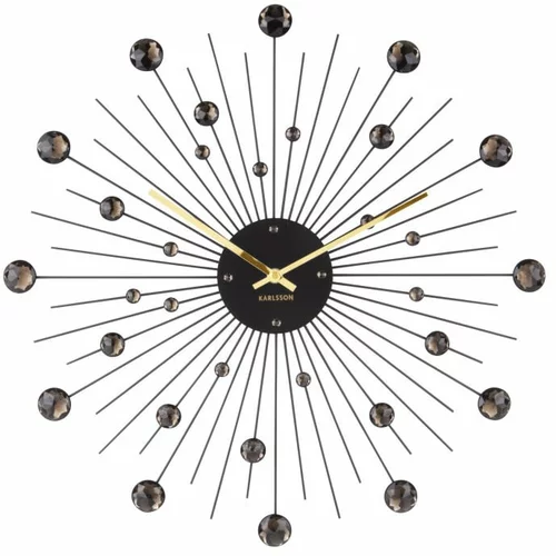 Karlsson stenska ura v črni barvi Sunburst, ø 50 cm